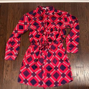 COLLECTIVE CONCEPTS patterned cinched drop waist dress Large